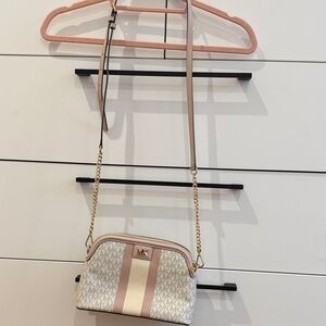 Michael Kors Cream and Pink Crossbody Bag